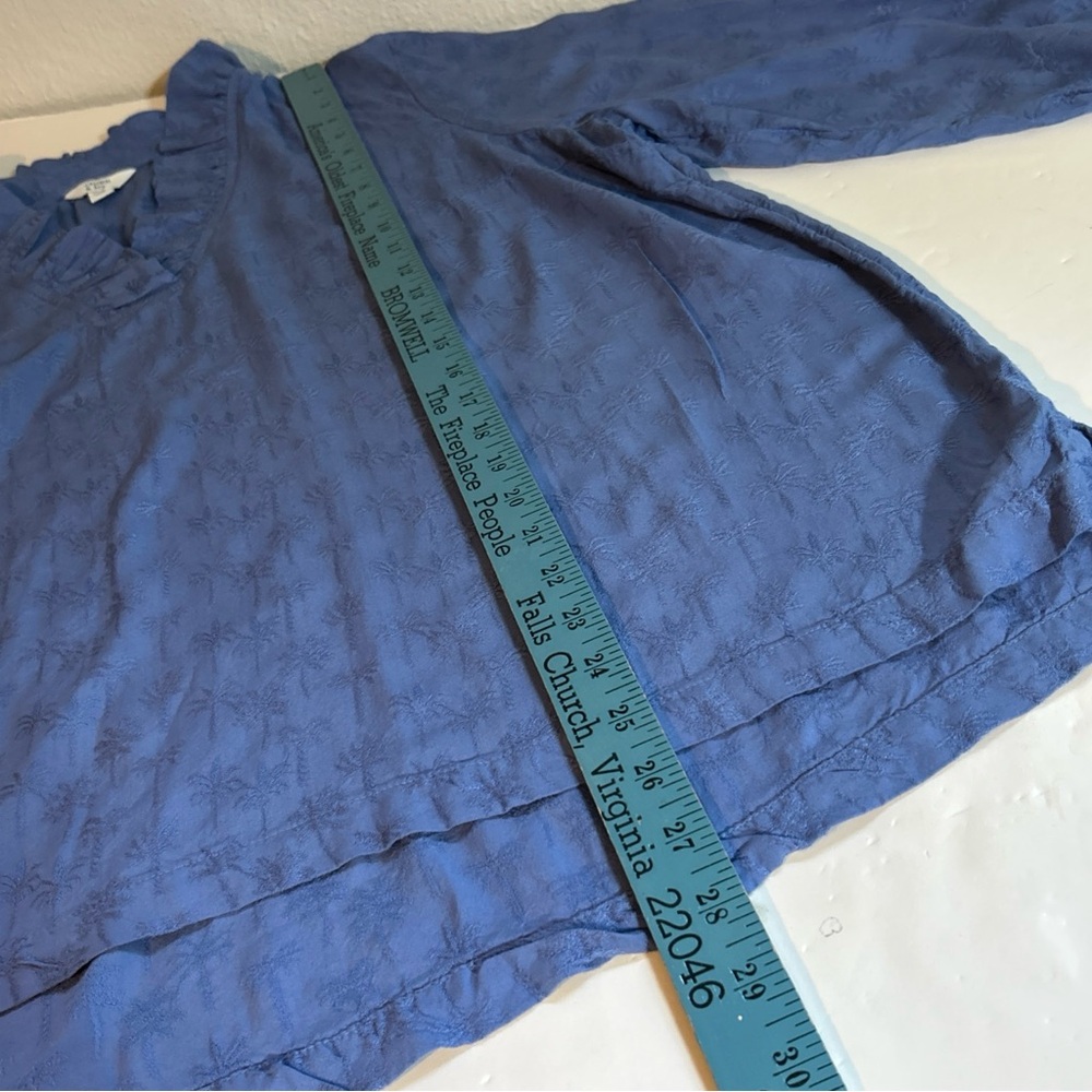 Crown & Ivy Blue Palm Tree 3/4 Sleeve Blouse Size XXL - Picture 6 of 8